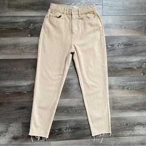Zara Mom Fit Straight Leg Jeans Tan Size 6